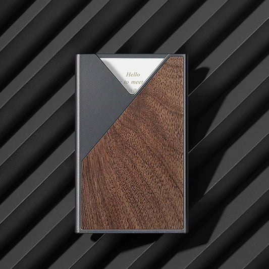 Elegant Walnut Wood Business Card Holder and Business Card Case